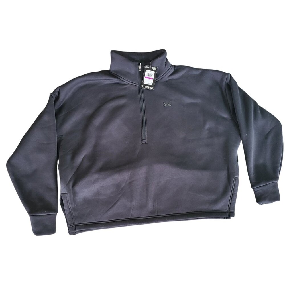 Under Armour Women's 2XL Sweatshirt Fleece Half-Zip Black NWT